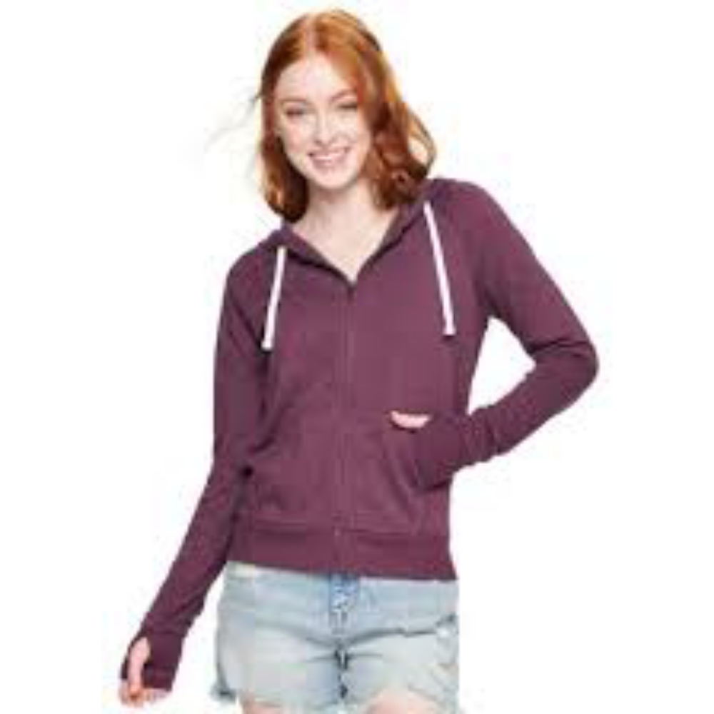 Burgundy Zip Up Hoodie